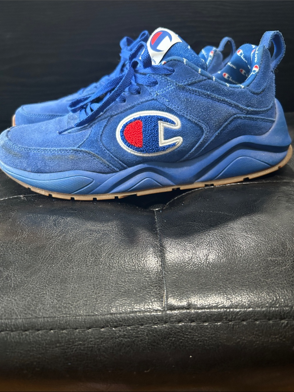 Champion Royal Blue Men's Blue Suede Athletic Sneakers with Chenille “C”
